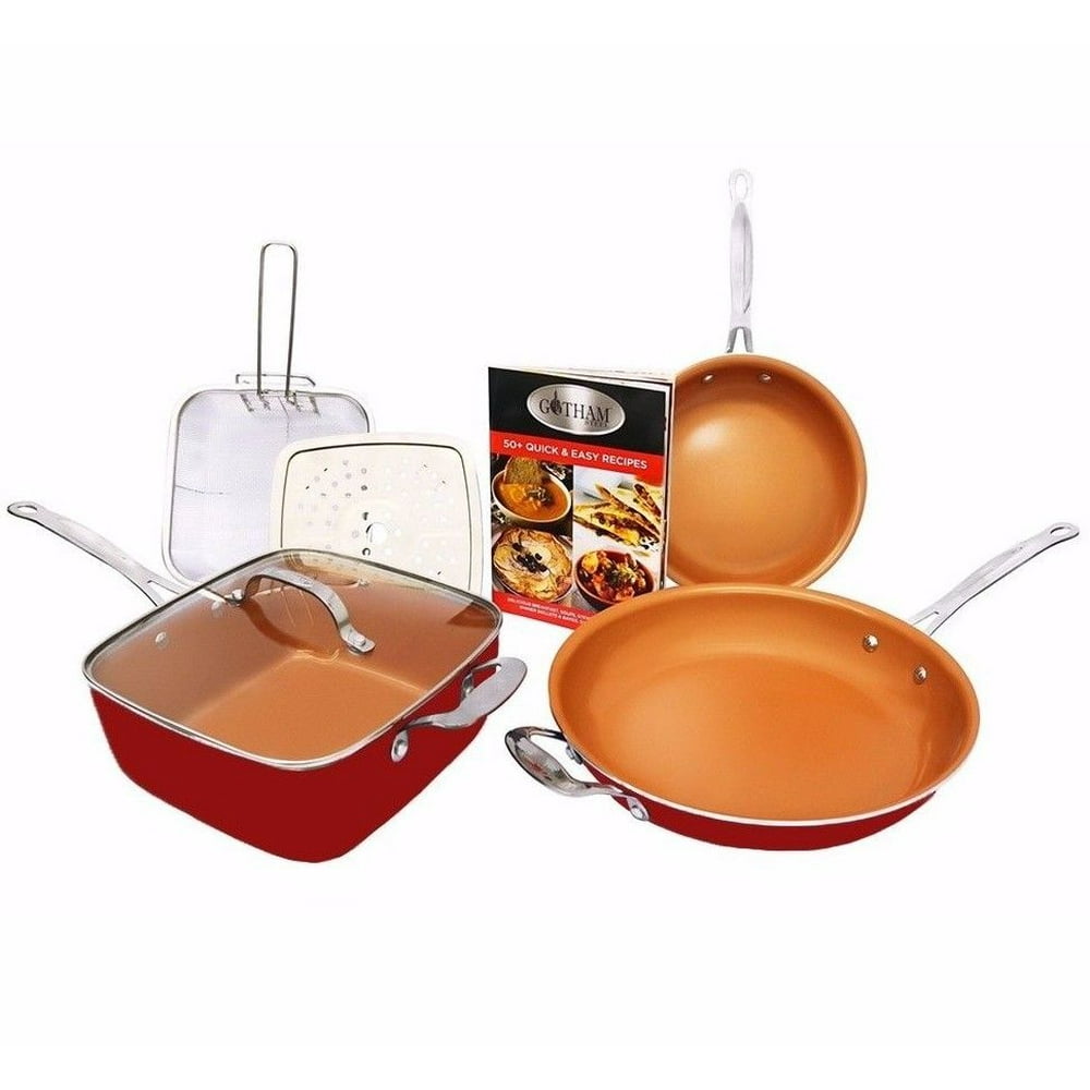 Gotham Steel 7 Piece Cookware Set Red