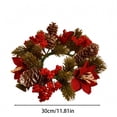 thumbnail image 3 of Bcylexb Christmas Candle Wreaths for Tabletop, 11.8" Artificial Flower Wreaths with Pine Greenery Table Arrangement for Christmas Thanksgiving Table Decor, 3 of 9