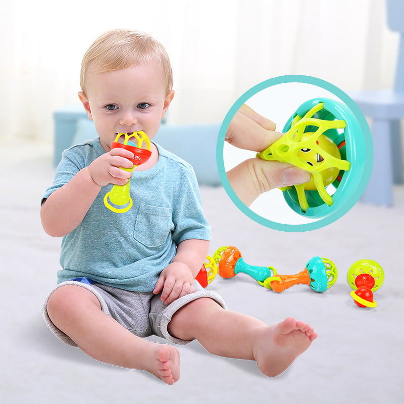 Safety Baby Kids Toddler Teether Hand Shake Bell Ring Funny Educational Toys US 