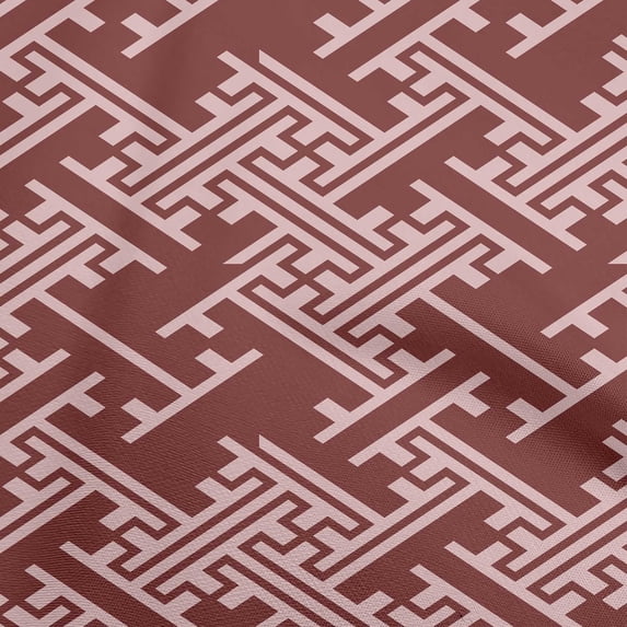 oneOone Cotton Cambric Maroon Fabric Geometric Dress Material Fabric Print Fabric By The Yard 56 Inch Wide