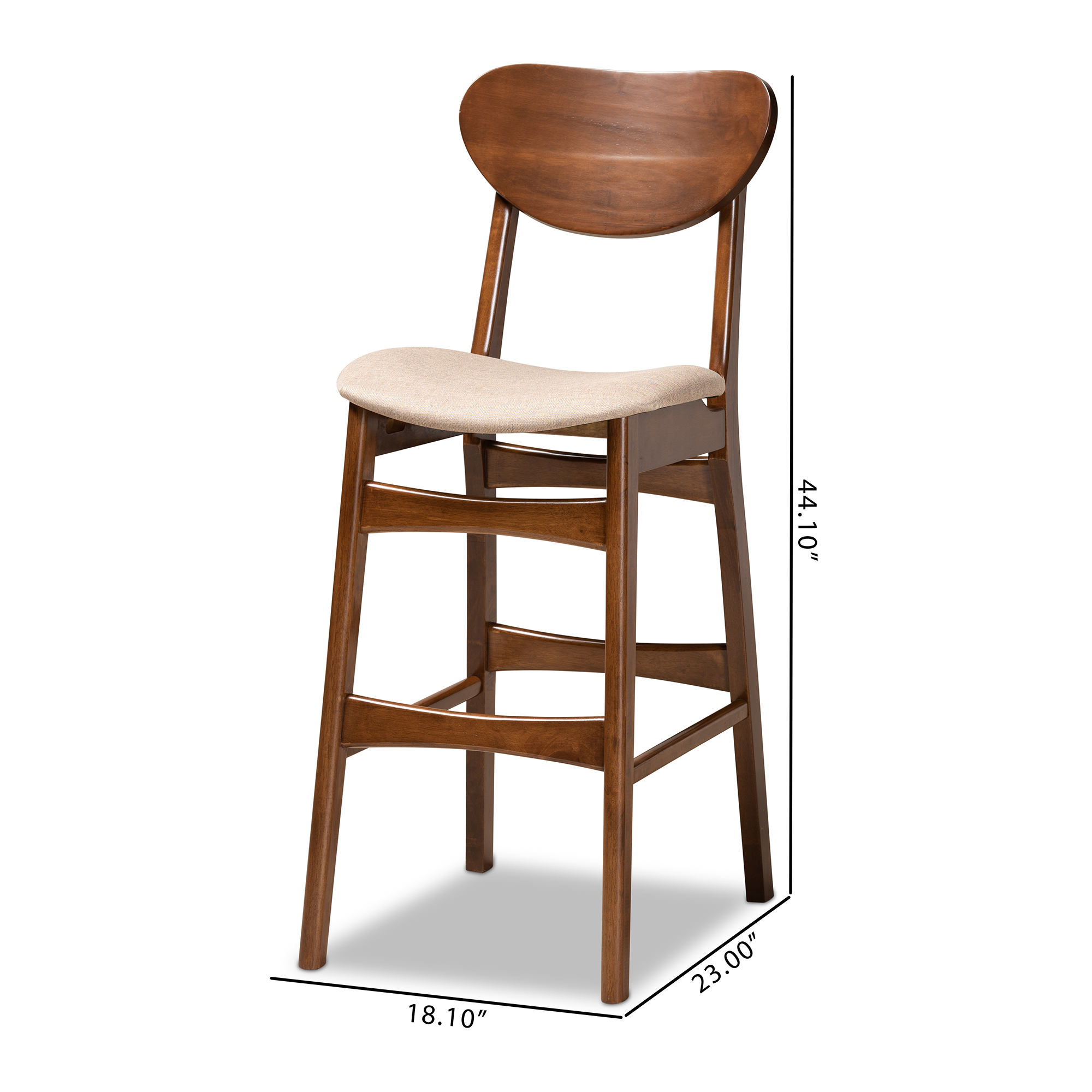 Baxton Studio Katya Bar Stool, Sand, Set of 2