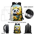 thumbnail image 4 of Jeiento Panda 4Pcs Kids Bookbag Set for Boys School Backpack with Lunch Box and Pencil Case Water Bottle Holder Sunflower Elementary School Bag for Kids Girls Back To School Bags Daypack Satchel, 4 of 7