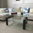 thumbnail image 2 of BJSN Clear Glass Coffee Table Metal Tube Center Table for Livingroom (All-Black), 2 of 8