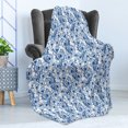 thumbnail image 4 of Blue Soft Flannel Fleece Blanket, Delicate Spring Season Themed Floral Pattern in Traditional Russian Gzhel Style, Cozy Plush for Indoor and Outdoor Use, 60" x 80", Cobalt Blue White, by Ambesonne, 4 of 5