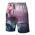 thumbnail image 5 of Kll Lighthouse Waves Torrential Rain Men'S Casual Summer Beach Shorts Hawaiian Shorts With Pockets-Xx-Large, 5 of 9