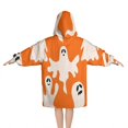 thumbnail image 2 of Orange Halloween Ghosts Blanket Hoodies for Kids 6-13YR Oversize Wearable Blanket Hoodies for Boys Girls Teens, 2 of 7
