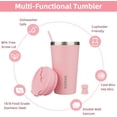 thumbnail image 3 of 18oz Tumbler With lid And Straw Stainless Steel Travel Coffee Mug Insulated Tumblers Cups,Light Pink, 3 of 4
