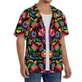 thumbnail image 4 of Easygdp Colorful Floral Embroidery Mexican Men's Casual Short-sleeved Shirt with Pocket and Button Suitable for Beach Vacation Leisure - 3X-Large, 4 of 7