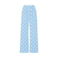 thumbnail image 4 of hotojiny Girls Wide Leg Sweatpants Polka Dot Print Baggy Pant with Drawstring Casual Elastic Waist Loose Athletic Pants(Blue,9-10 Years), 4 of 6