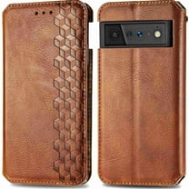 Dteck for Google Pixel 6 Pro Case, Premium PU Leather Flip Folio Wallet Shockproof Case with Card Slot Magnetic Closure Cover, brown