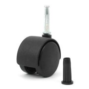 1-7/8 Diameter Twin Wheel Black Nylon Hooded Caster and Insert Plug, Set of 4