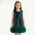 thumbnail image 2 of mgoYE Girl Dresses size 7-8 Toddler Girls Sequin Dress A-Line Sparkly Sleeveless Wedding Gown Party Dresses for Girls(Dark Green,6-7 Years), 2 of 9