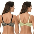 thumbnail image 2 of Curve Muse Plus Size Minimizer Underwire Bra with Floral and leopard Print-2pack-YEL,BLACK/GREY (Size:40D), 2 of 7