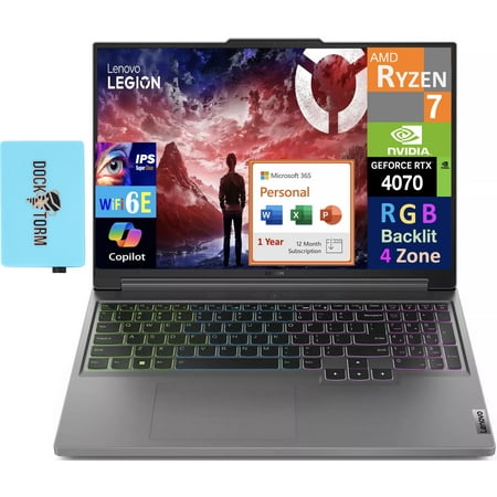 Lenovo Legion Slim 5 Gen 9 Gaming Laptop 16.0in 165Hz IPS WQXGA Display (AMD Ryzen 7 8845HS, GeForce RTX 4070 8GB, 32GB DDR5, 4TB PCIe SSD, Win 11 Pro) w/Microsoft 365 Personal , DKZ USB Port Expander