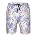 thumbnail image 3 of Balery Lavender Flowers Traje de Baño Estilo Hawaiano para Hombre, Shorts de Secado Rápido con Bolsillos-Small, 3 of 6