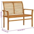 thumbnail image 2 of vidaXL Garden Bench Teak Brown Solid teak wood, 100% polyester fabric, 2 of 6