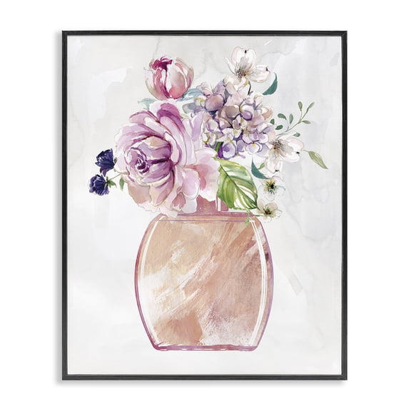 Stupell Industries Shabby Chic Chic Cottage Florals in Pink Glam Fragrance Bottle Black Framed Giclee Art, 11 x 14, by Carol Robinson