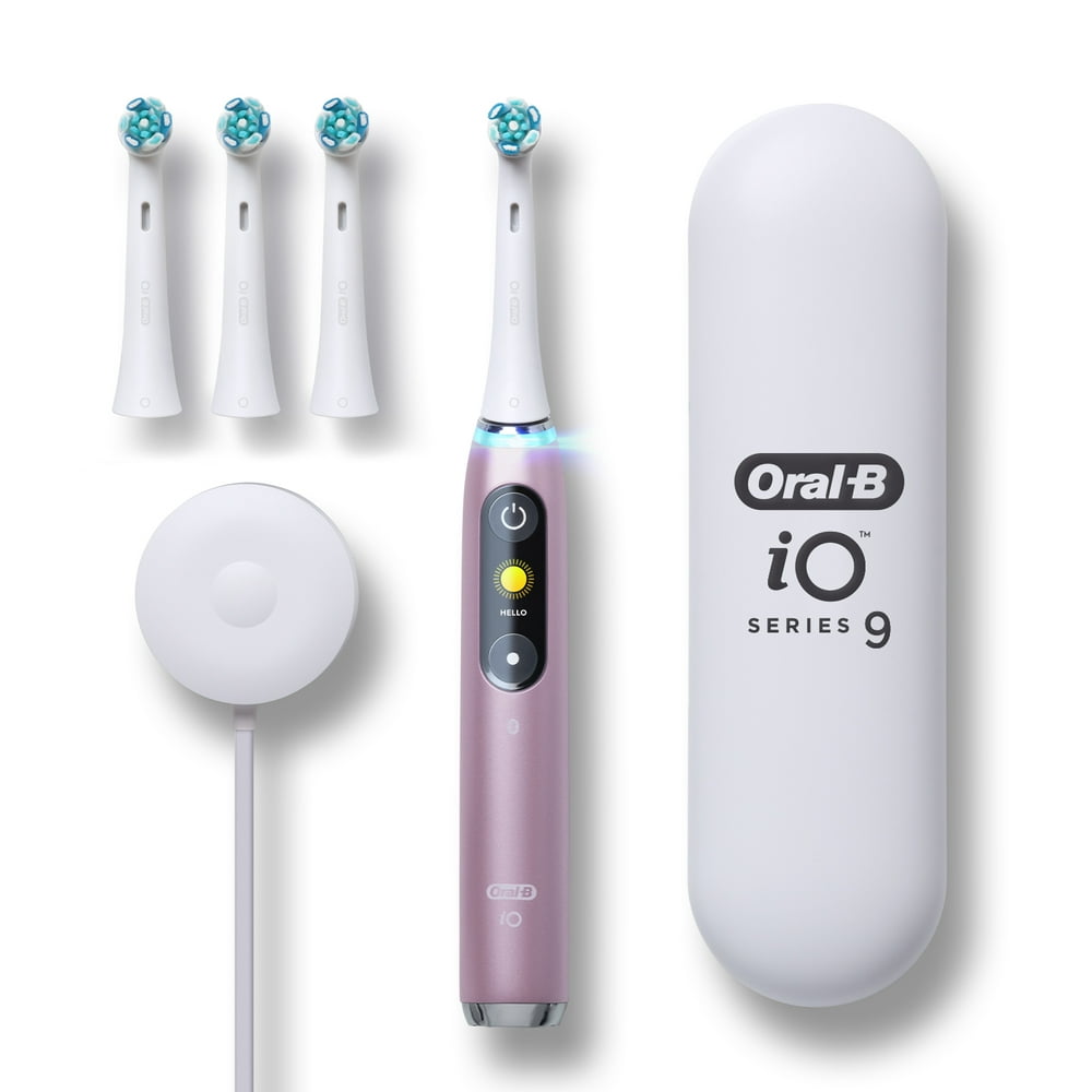 Oral-B iO Series 9 Electric Toothbrush with 4 Brush Heads, Rose Quartz