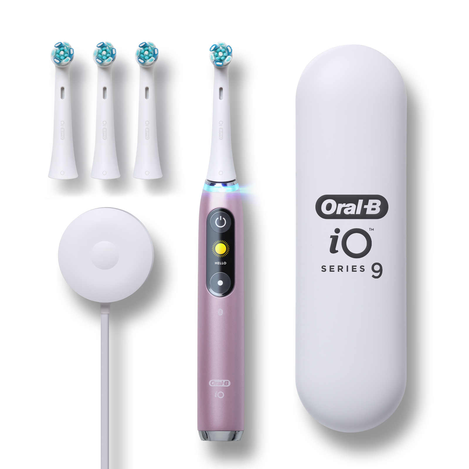 Oral B IO Series 9 Electric Toothbrush With 4 Brush Heads Rose Quartz 