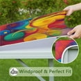 thumbnail image 6 of Colorful Circular Pattern Square Fitted Tablecloth with Elastic Edge,Square Table Cover,Washable Elastic Table Cover for Home Kitchen Party Decor 34"x34", 6 of 6