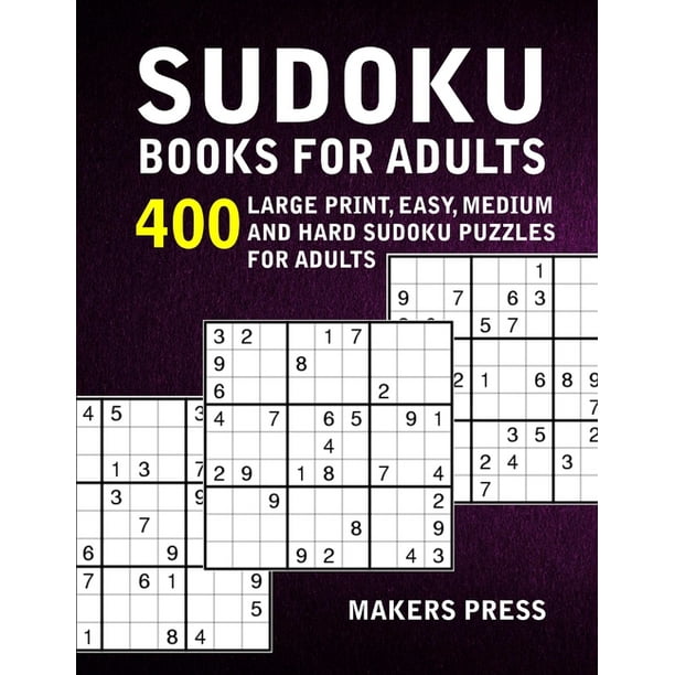 sudoku books for adults 400 large print easy medium and hard sudoku puzzles for adults paperback walmart com