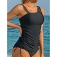 thumbnail image 4 of Charmo Womens One Shoulder Tankini Tops Side Tie Ruched Swimsuit Tops Only(No Bottoms), 4 of 9