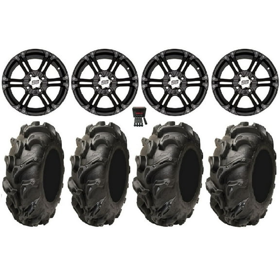 ITP SS212 12" Wheels Black 27" Mega Mayhem Tires Honda Rincon Yamaha Rhino Kawasaki Brute Force Suzuki KingQuad