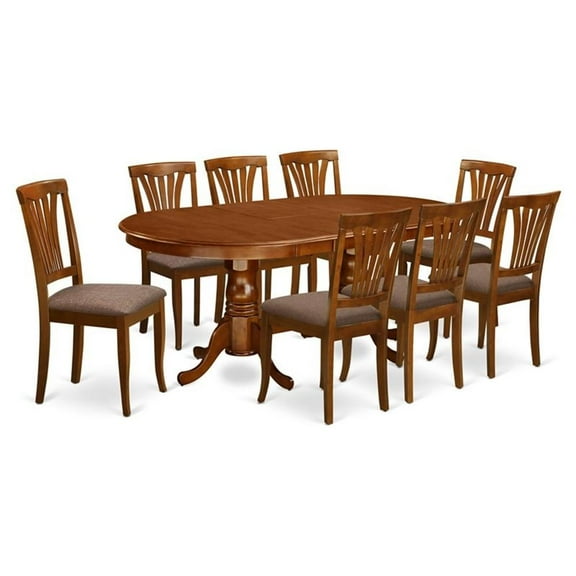 Atlin Designs 9-piece Dining Set with Fabric Seat in Brown