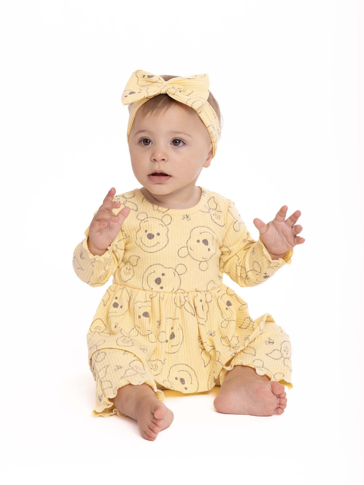 Disney Winnie the Pooh Baby Girls Top, Pants and Headband, 3-Piece Set, Sizes 0/3-24 Months