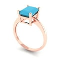 thumbnail image 2 of 2.5ct Radiant Cut Blue Turquoise 18k Pink Rose Gold Engraving Statement Bridal Wedding Solitaire Designer Ring Size 10.5, 2 of 5