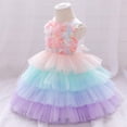 thumbnail image 3 of Odeerbi Girls Dress Baby Girls Clothes Toddler Kids Floral Layered Dress Ball Gown Tulle Dress Clothes Pink, 3 of 9