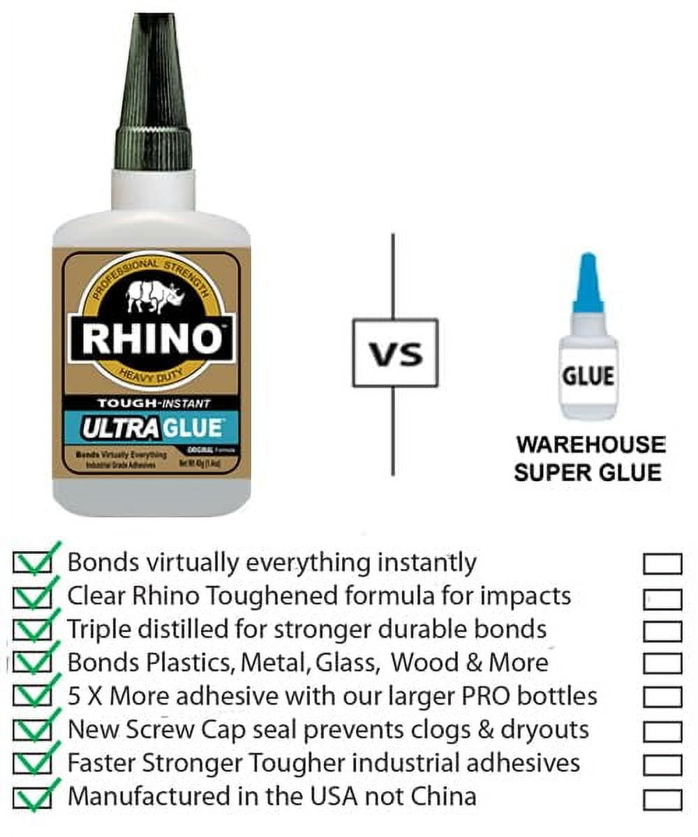 Rhino Glue Pro Kit, Heavy Duty 65 Gram Clear