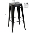 thumbnail image 5 of Lacoo Indoor-Outdoor 30" Modern Tolix Style Metal Backless Light Weight Bar Stools with Square Seat, Black Gold, 5 of 5