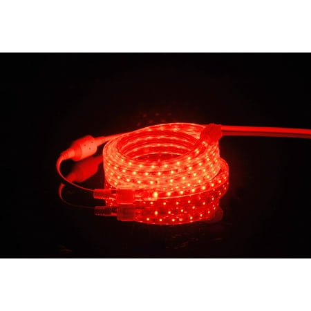 CBConcept UL Listed, 6.6 Feet, 720 Lumen, Red, Dimmable, 110-120V AC Flexible Flat LED Strip Rope Light, 120 Units 3528 SMD LEDs, Indoor/Outdoor Use, Accessories Included, [Ready to use]