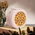 thumbnail image 6 of Yiaed Diamond Bohemian Sunflower Print Travel Jewelry Case Bridesmaid Gift Boxes Jewelry Travel Organizer Small Round Jewelry Box Mini Storage-Pink, 6 of 7