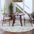 thumbnail image 3 of Farmhouse Light Blue Floral 6FT Round Area Rugs for Living Room Linen Boho Paisley Flower Rustic Ultra-Thin Non-Slip Round Rugs Machine Washable Low Pile Circle Carpet for Bedroom Kitchen Nursery, 3 of 9