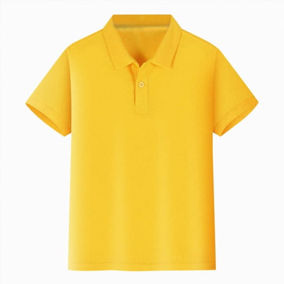 Nwiuh Girls Short Sleeve Polo Shirts School Uniform Shirt Kids Uniform Shirt, Pique Polo Shirt, Button Down, Collared Shirt, Basic Polo Shirts, Golf Shirt, Casual, Solid, Loose Fit(Yellow,4-5 Years)