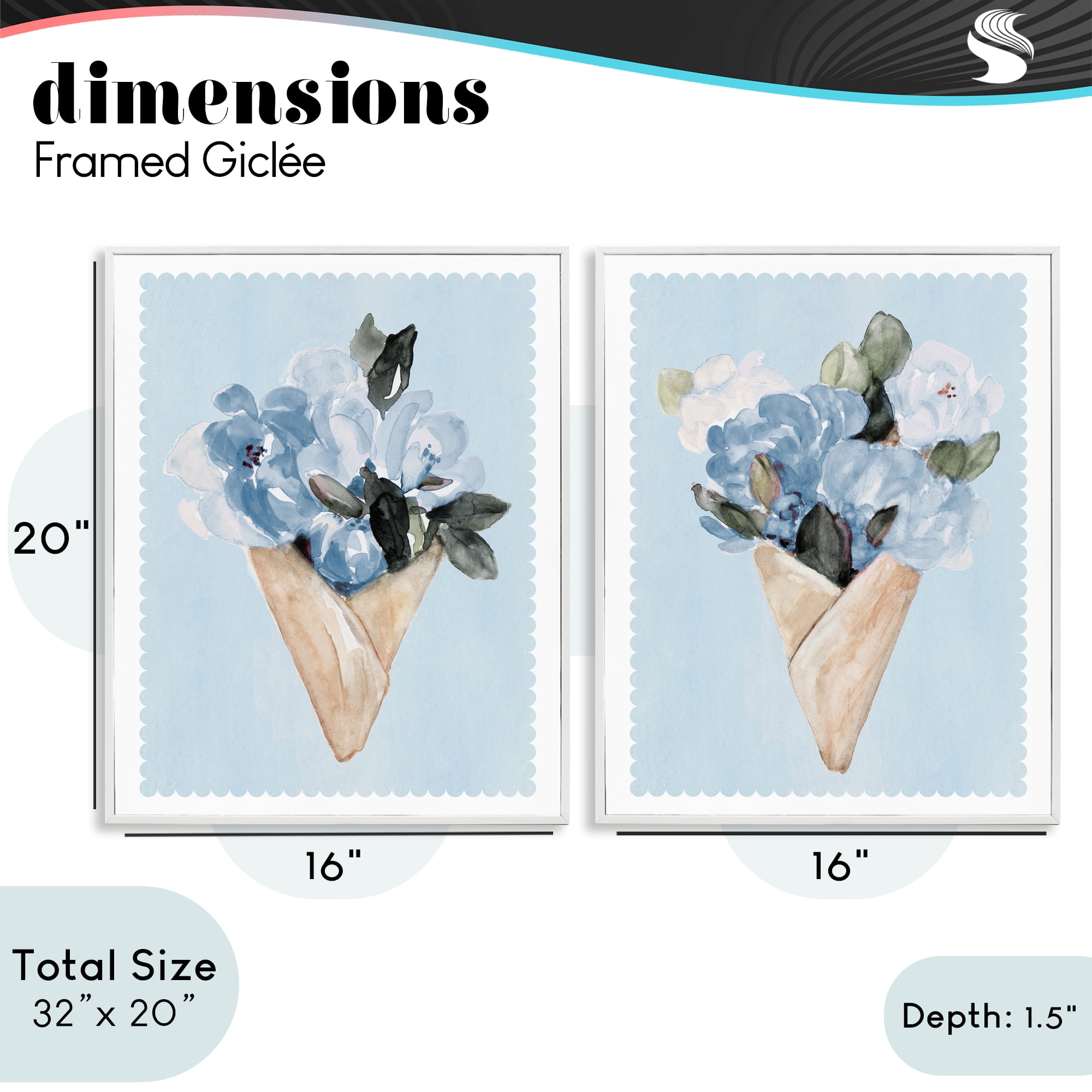 Stupell Industries Blue Flower Gift Bouquets 2 Piece White Framed Giclee Art Set, design by Lanie Loreth