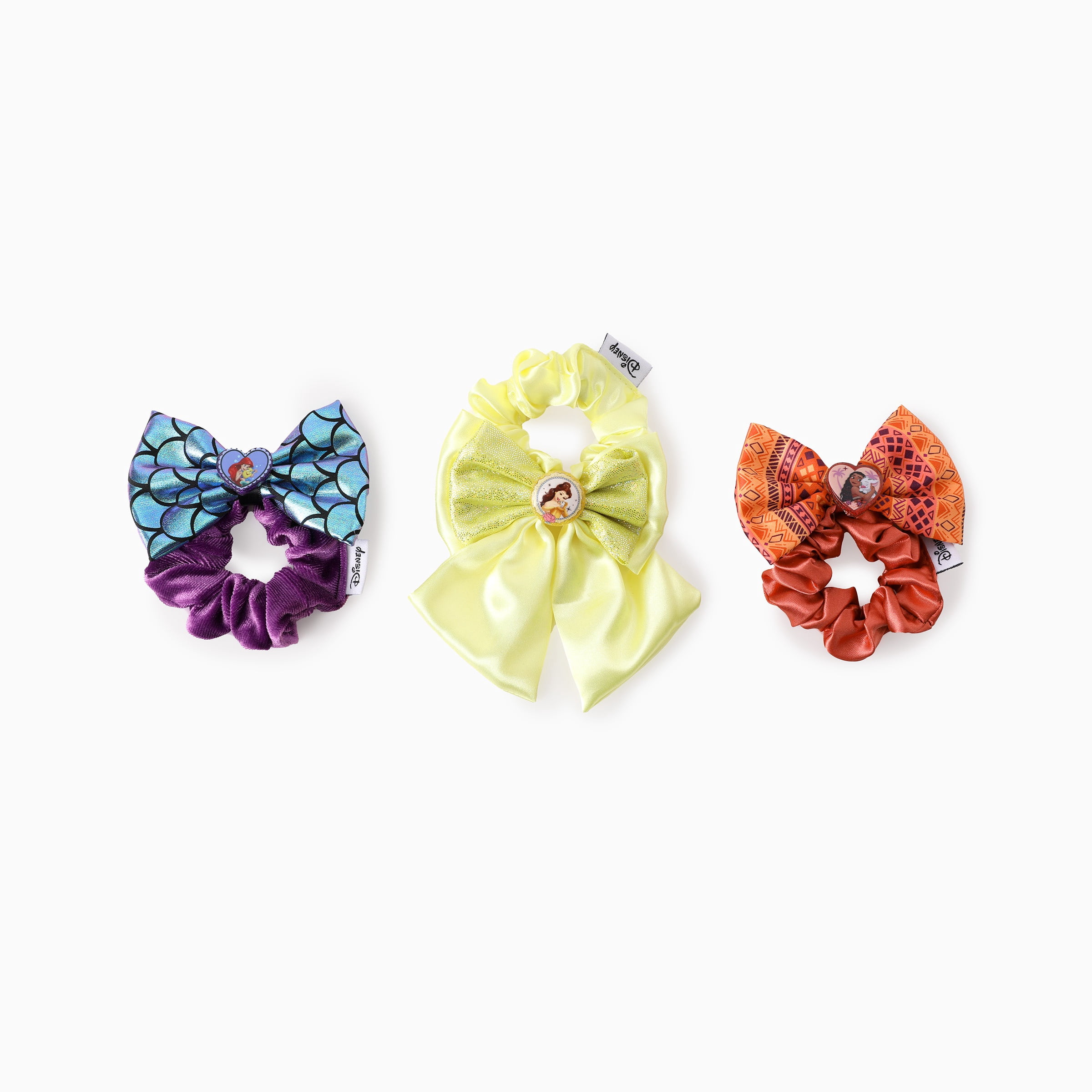 Disney Princess Girls Scrunchies 3 Pack Bow Hair Ties Back to School Gift