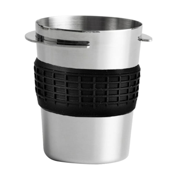 Pieza de alimentador antideslizante para vaso dosificador de acero inoxidable duradero universal de 58 mm y 120 ml Plata