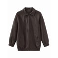 thumbnail image 6 of Women'S Loose Leather Oversized Long Sleeved Lapel Jackets 2025 Fall Fashion Outfits Winter Clothes Coffee Color XXL, 6 of 8