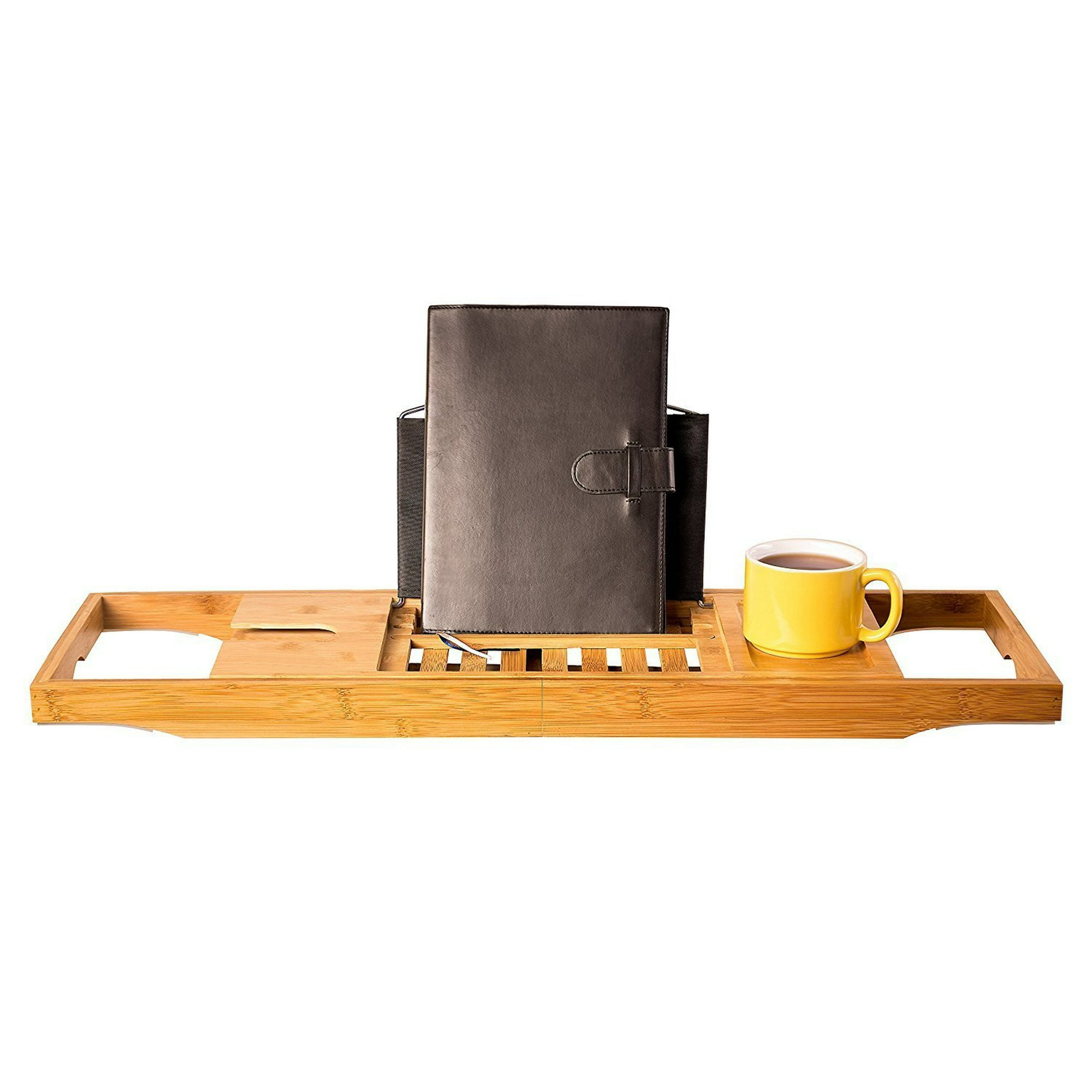 Bamboo Bathtub Tray Caddy Wooden Bath Tray Table With Extending Sides Reading Rack Tablet Holder Cellphone Tray And Wine Glass Holder Walmart Canada
