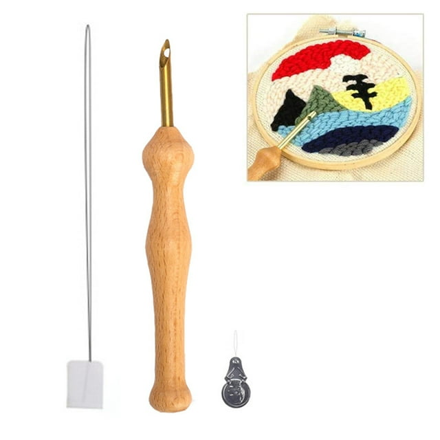 Kit de bordado, tejido y costura DIY con enhebrador para manualidades y fieltrar Kit de aguja perforadora con mango de madera