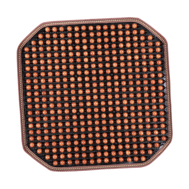 Funda de asiento de masaje de verano con almohadilla refrescante de 42 cm x 42 cm, transpirable, con cuentas de madera. Café