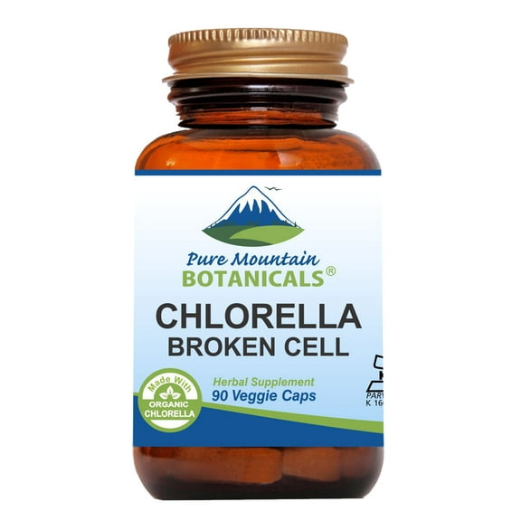 Broken Cell Wall Chlorella Capsules Kosher Vegan Herbal Supplement (90 Caps) (500 mg)