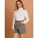 thumbnail image 4 of Pantalones Cortos Allegra K A Cuadros Estilo Preppy Retro Pierna Ancha Cintura Alta Caqui M, 4 of 6