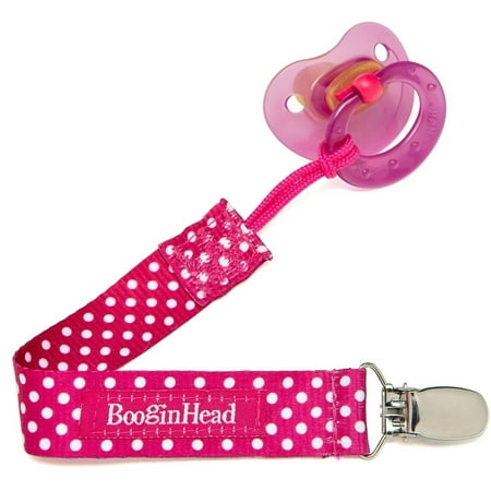 BooginHead PaciGrip Pink Polka Dot Pacifier Clip - 1