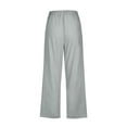 thumbnail image 4 of Petite Capris for Women with Pockets 2026 Summer Drawstring Elastic High Waist Casual Capris Straight Wide Leg Cotton Linen Pants Mint Green S, 4 of 5
