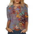 thumbnail image 1 of Uhndy Womens Crew Neck Butterfly Print Shirts Loose Tee 3/4 Sleeve Casual Tops Blouse, 1 of 1