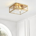 thumbnail image 5 of JONATHAN Y Grayson 12" 2-Light Bohemian Farmhouse Iron/Glass LED Flush Mount, Brass Gold/Clear, JYL9501C, 5 of 7
